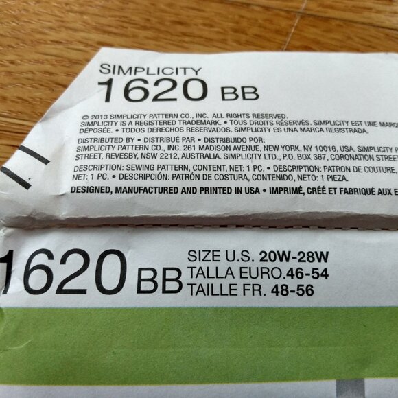 Plus Size 20-28 Sewing Pattern Dress Top Jacket Pants UNCUT Simplicity 1620 - Picture 3 of 9